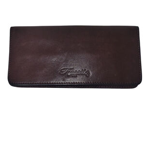 Fossil Women's Leather Billfold Wallet Brown 6.5"X6.5" Excellent Condition